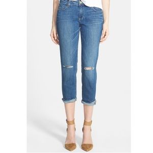 Paige Jimmy Jimmy Crop Light Wash Distressed Knee Jeans